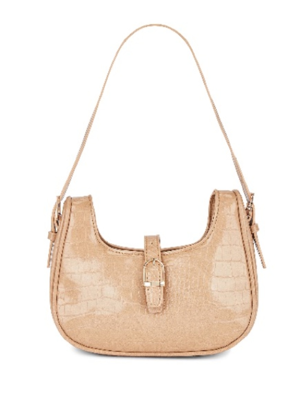 8 Other Reasons Revolve Beige Tan Shoulder Crocodile Textured Bag
